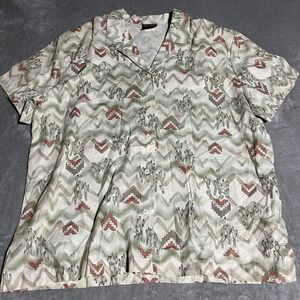 Five Star By Roper Shirt Womens 3X Linen Blend Cactus Print Western Cowgirl